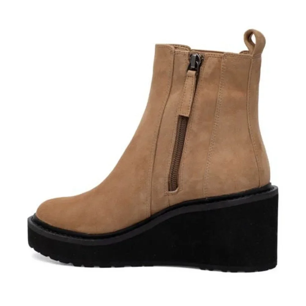 Linea Paolo Leather‎ Ankle Boots Women's Platform Chelsea Winter Tan Size 9.5